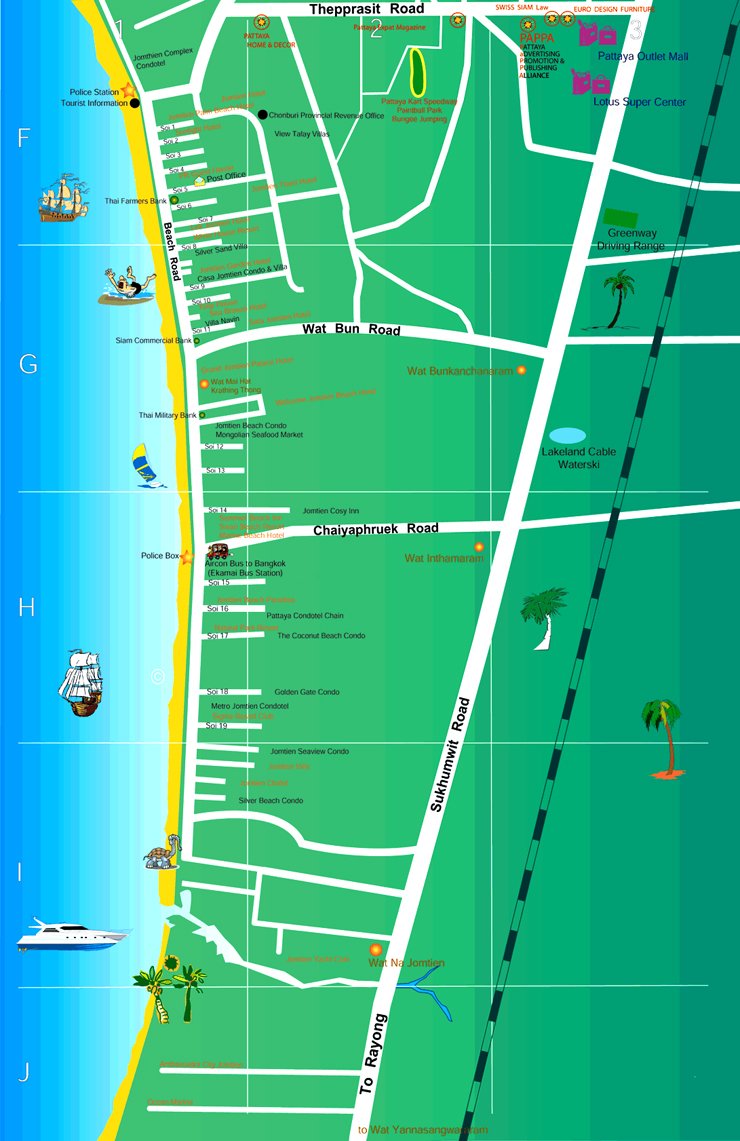 Jomtien Beach Map